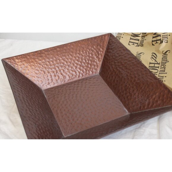 Southern Living Alexandria Container Hammered Brass Metal Square 4 Side #40419 - Picture 4 of 8